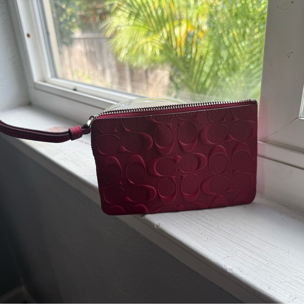Coach Red Embossed Wristlet